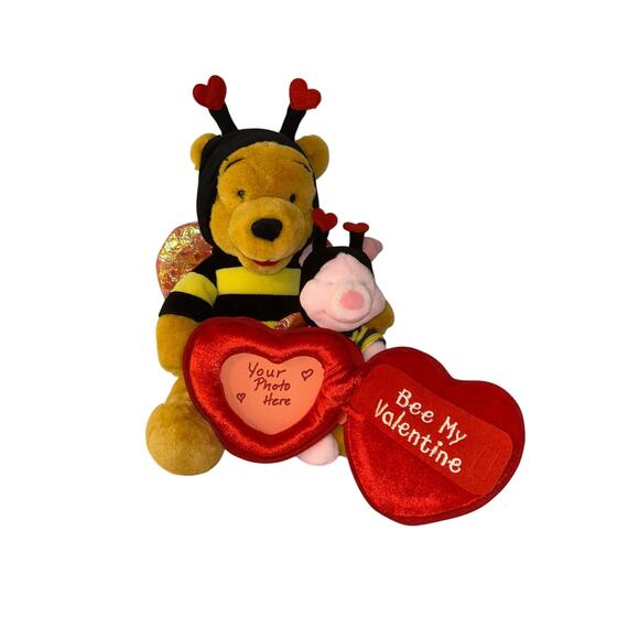 Disney Pooh and Piglet Plush picture frame in zippered pouch - with wings- RARE - Picture 1 of 9